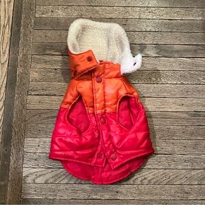 Old Navy Orange and Pink/Red Reversible Dog and Cat Puffer